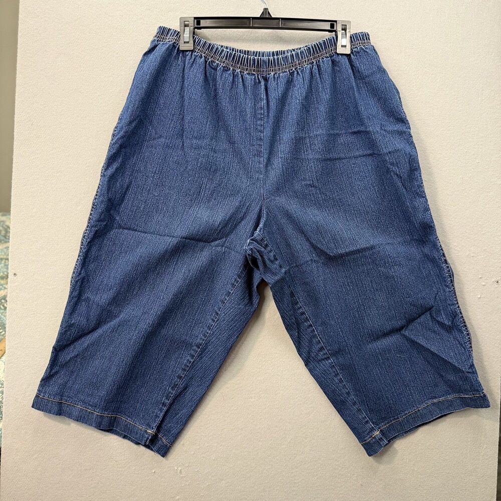 JMS Just My Size Denim Capris Womens 1X Blue Jeans Pull On Elastic Waist